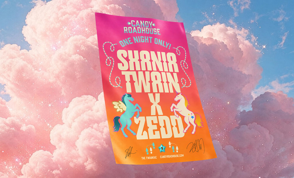 Signed Shania Twain and Zedd poster